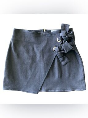 Sadie & Sage Mini Skirt Sz S Black Bow Grommets Grunge Distressed Gothic Rugged